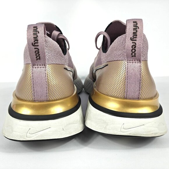 Nike React Infinity Run Flyknit Womens 10 Shoe Plum Fog Metallic Gold CD4372-500 - Picture 6 of 16